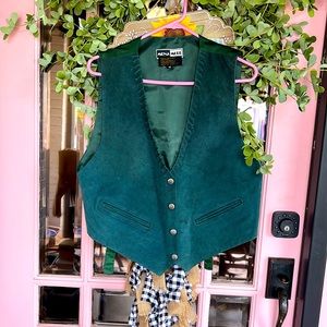 Vintage MonaMode Green Leather Vest